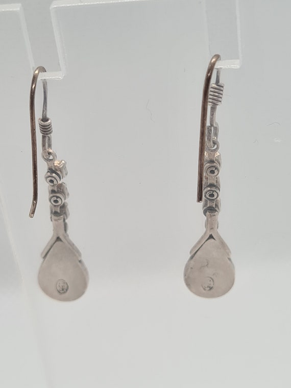 Vintage Sterling Silver Drop Turquoise Earrings B… - image 8