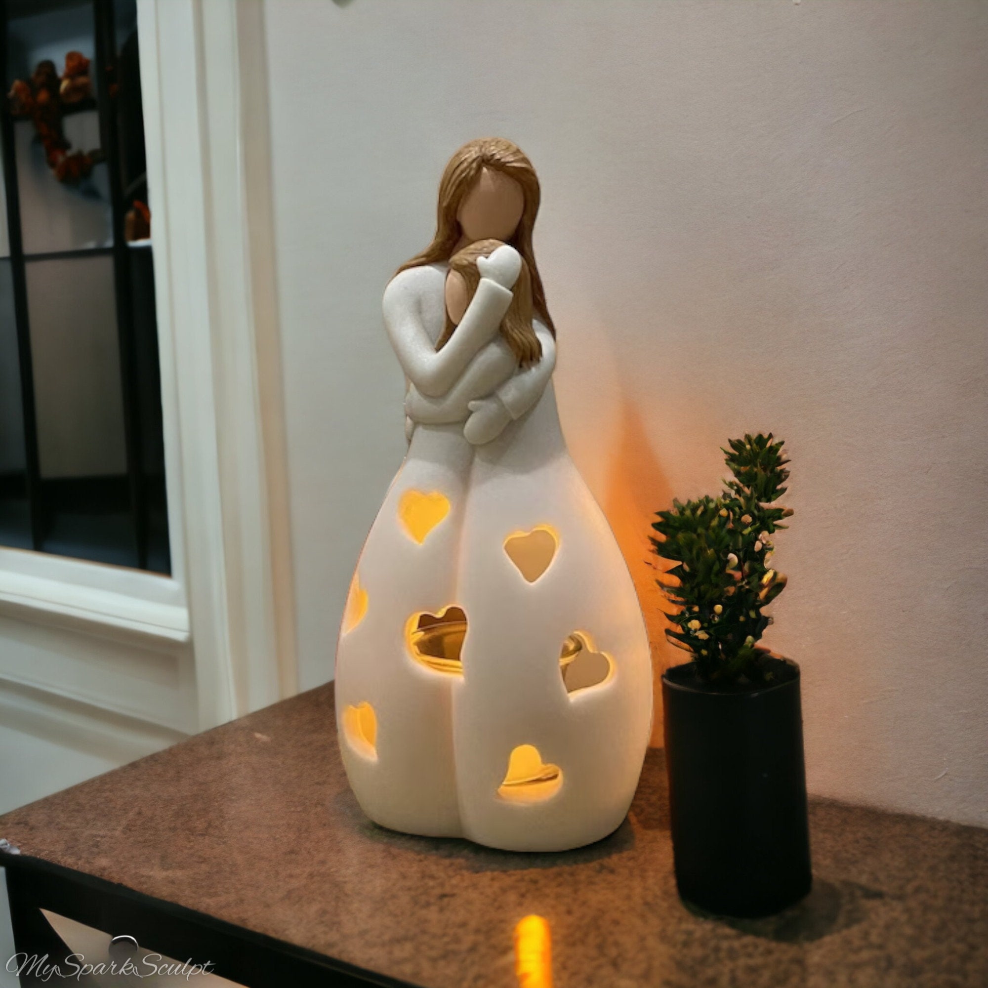 Gifts for Mom from Daughter - Candle Holder Statue W/Flickering LED -  Birthday Gift for Daughters, Mothers Day, Moms Gift Ideas, Unique Bday