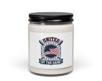 Patriotic Baseball Candle | 9oz Soy Wax, Red White Blue Ballpark Graphic