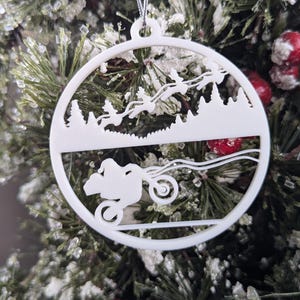3D Printed Santa on Dirt Bike Ornament Large – Unique Christmas Decoration for Tree & Holiday Decor