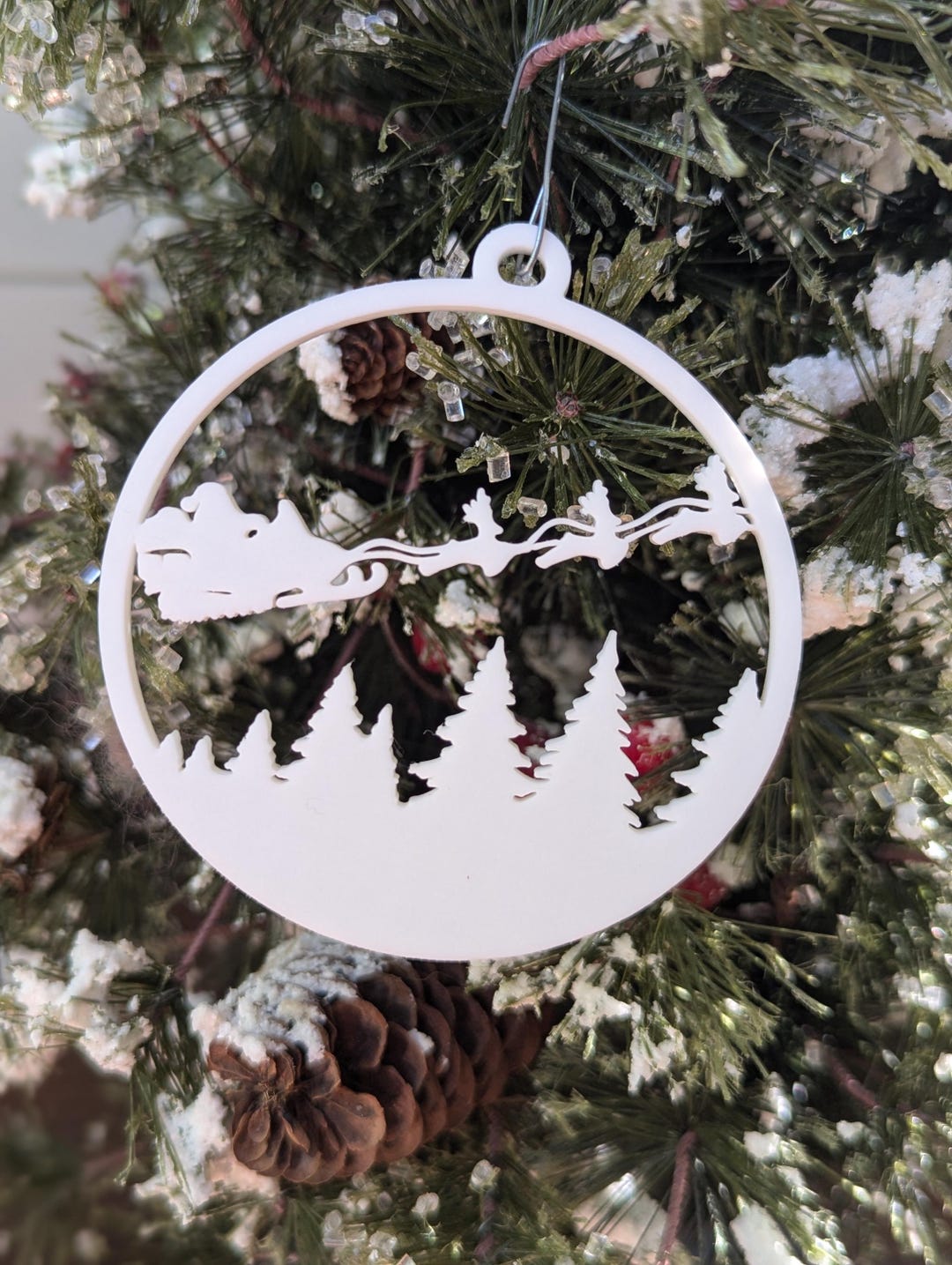 Glass Snowmobile Santa Ornament (Set of 6) main image 1