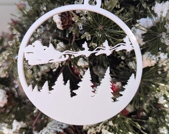 3D Printed Santa on Snowmobile Ornament – Unique Christmas Decoration for Tree & Holiday Decor