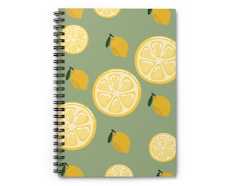 Lemon Pattern Spiral Notebook | Ruled Journal