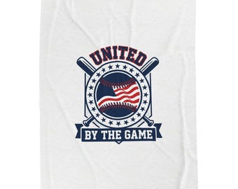 United By The Game Baseball Blanket | Patriotic Red White Blue Ballpark Throw