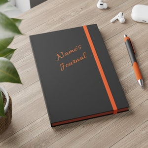 Black Minimalist Hardcover Journal - Personalized Minimalist Journal - Custom Name Ruled Journal - Matte Black Notebook - Password Notebook