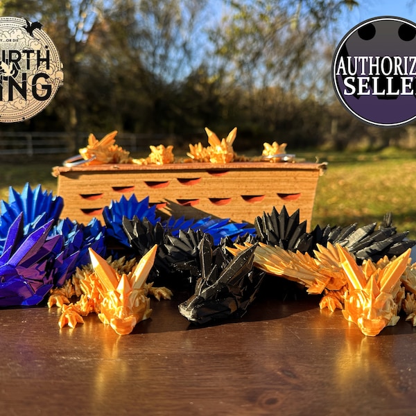 Fourth Wing inspired Crystal Winged Dragon - 3D Printed Articulated Sensory Fidget Toy inspired by the Fourth Wing series by Rebecca Yarros