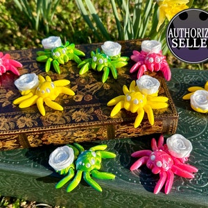 Tiny Flower Spiders - 3D Printed Sensory Articulated Fidget Toy - Design by Cinderwing3D (Authorized Reseller)