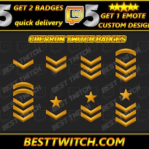Badges Twitch Sub à rayures militaires, badges Discord YouTube kick flair