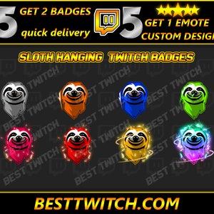 sloth hanging sub badges