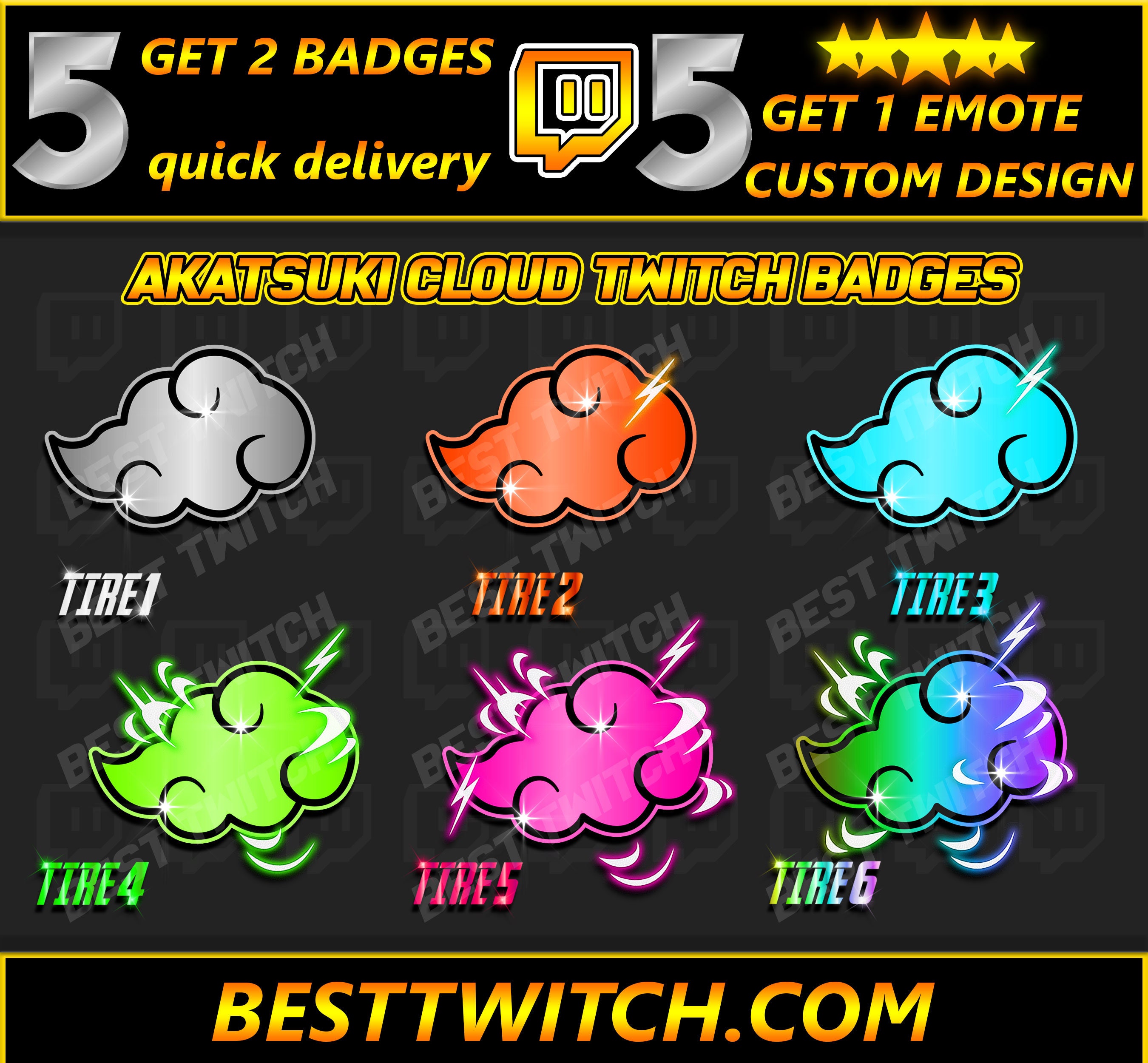 Draw sub badges , bit badges , emotes for twitch , discord emoji ,   by Pro_graphics_99