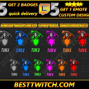 Knight Twitch sub badges, Knight Twitch emotes/ Knight badges for streamers/ Knight Subscriber Badges