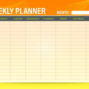 Plantilla de planificación semanal sencilla con fondo de color degradado de naranja a amarillo, tamaño A4
