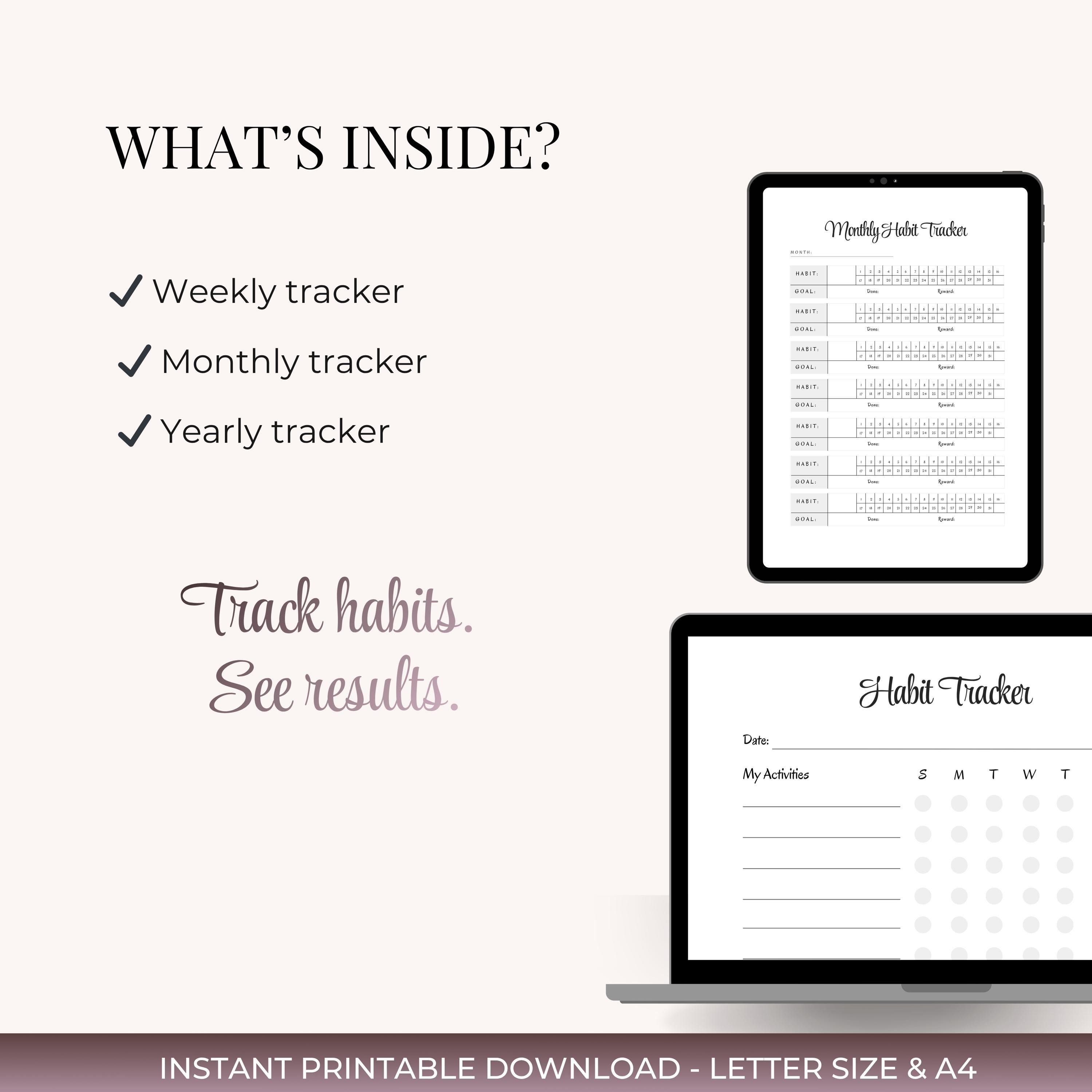 Minimal Habit Tracker Printable PDF A4 US Letter Discipline Tracker - Etsy