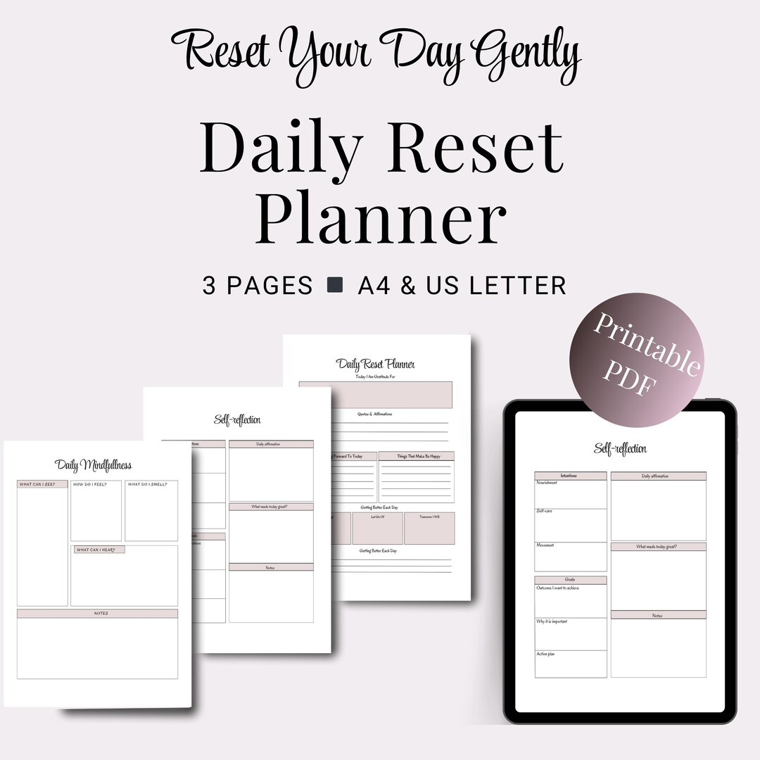 Daily Reset Planner Printable PDF: Minimalist Intentional Planning (A4 ...