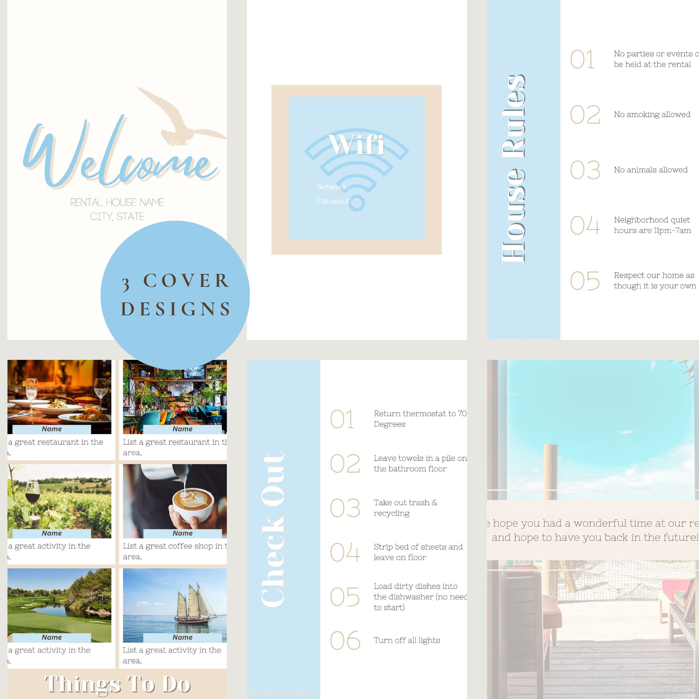 Beach Rental Welcome Book Template | Edit in Canva| Perfect for Airbnb ...