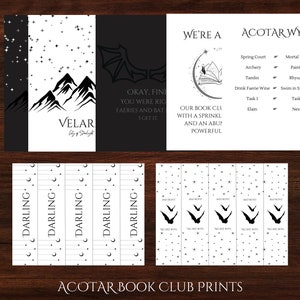 A Court of Thorns and Roses Book Club Prints | PDF Download | Bookmarks and Digital Prints | Fantasy Book Club | ACOTAR Party