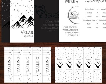 A Court of Thorns and Roses Book Club Prints | PDF Download | Bookmarks and Digital Prints | Fantasy Book Club | ACOTAR Party