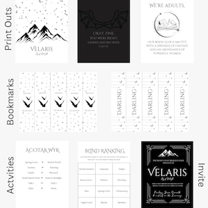 A Court of Thorns and Roses Book Club Prints | PDF Download | Bookmarks and Digital Prints | Fantasy Book Club | ACOTAR Party | Invite
