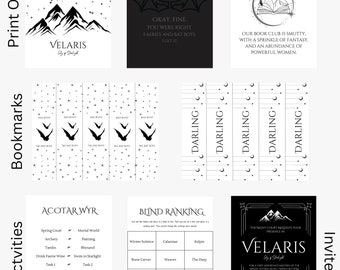 A Court of Thorns and Roses Book Club Prints | PDF Download | Bookmarks and Digital Prints | Fantasy Book Club | ACOTAR Party | Invite
