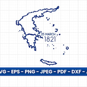 Griechische Karte Unabhängigkeitstag SVG | März 25 Griechenland Design | Hellenic Pride Digitale Datei | Cricut & Silhouette Schnittdatei