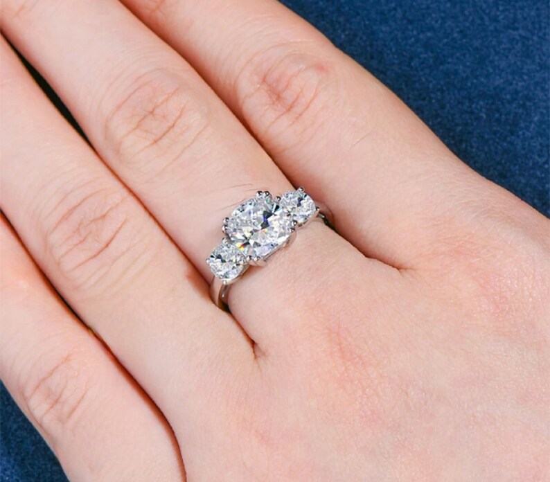 Cushion Cut Sterling Silver Womens Engagement Ring Cocktail Statement