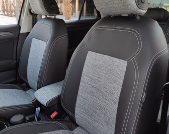 YUEGOO Auto Coprisedili Anteriori e Posteriori per VW T-ROC 2018-2023, Set Completo Copri Sedili in Tessuto e Pelle Impermeabile Protezione Sedile Auto Coprisedile,A-BlackRed