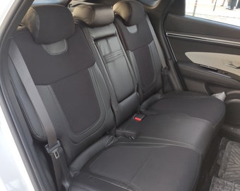 YUEGOO Cuscini Sedili Anteriore Posteriore per Auto per Hyundai Tucson 2015-2023, PU Pelle Impermeabile Cuscino Sedile Auto Traspirante Antiscivolo Coprisedile,E/BLACKBEIGE