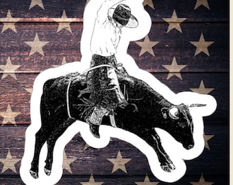 Bull Rider Sticker, Western Rodeo Sticker, Authentic Realistic Bull ...