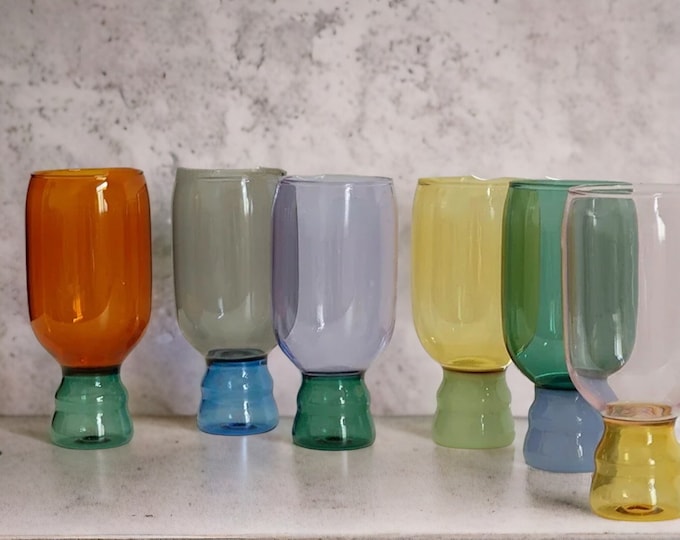 300ml Color Glass Champagne Wine Goblet Cup | Glassware | Cocktails Glass Cup Mug | Creative Glassware