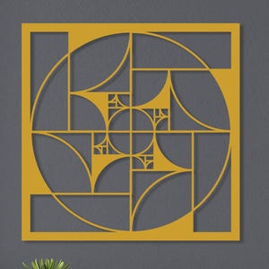 Quadrat Golden Ratio Metall Wanddekor, Gold Fibonacci Zahlen Wallart, Zen Balance Hauptgeschenk, Fibonacci Spirale Wandbehang, modernes Wohngeschenk
