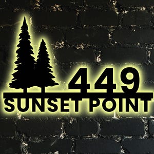 LED Address Metal Art Sign, Solar Illuminated Address Sign, Tree Address Plaque, Modern House Number, Door Luminous Signange, Closing Gift