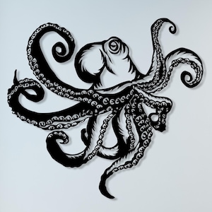 Octopus Metal Wall Art, Octopus Wall Sign, Large Wall Hanging, Restaurant Wall Decor, Fisherman Gift, Sea Lover Art, Outdoor Decor,Boho Gift
