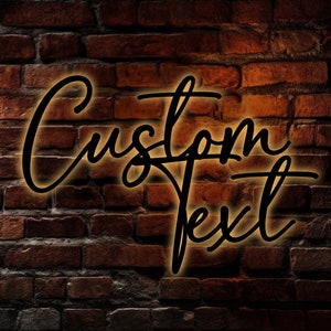 Personalized Metal Words Wall Sign Led Light, Your Custom Text, Custom Name Sign with Led Light, Name Script Metal Sign, Housewarming Gift