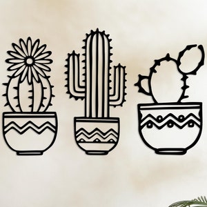 3 Pcs Cactus Metal Wall Art, Cactus Outdoor Decor, Desert Cactus Patio Sign, Kitchen Decor, Cactus Set of 3, Gift For Her, Housewarming Gift