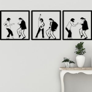 Movie Dance Sign Metal Wall Art Set, Mia Vincent Scene Illustration Decor, Movie-Inspired Art, Gift For Film Lovers, Iconic Movie Scene Gift