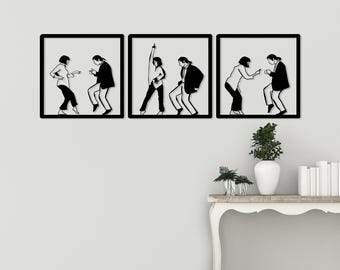 Movie Dance Sign Metal Wall Art Set, Mia Vincent Scene Illustration Decor, Movie-Inspired Art, Gift For Film Lovers, Iconic Movie Scene Gift