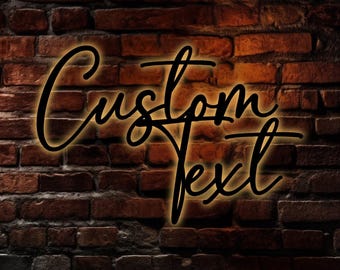 Personalized Metal Words Wall Sign Led Light, Your Custom Text, Custom Name Sign with Led Light, Name Script Metal Sign, Housewarming Gift