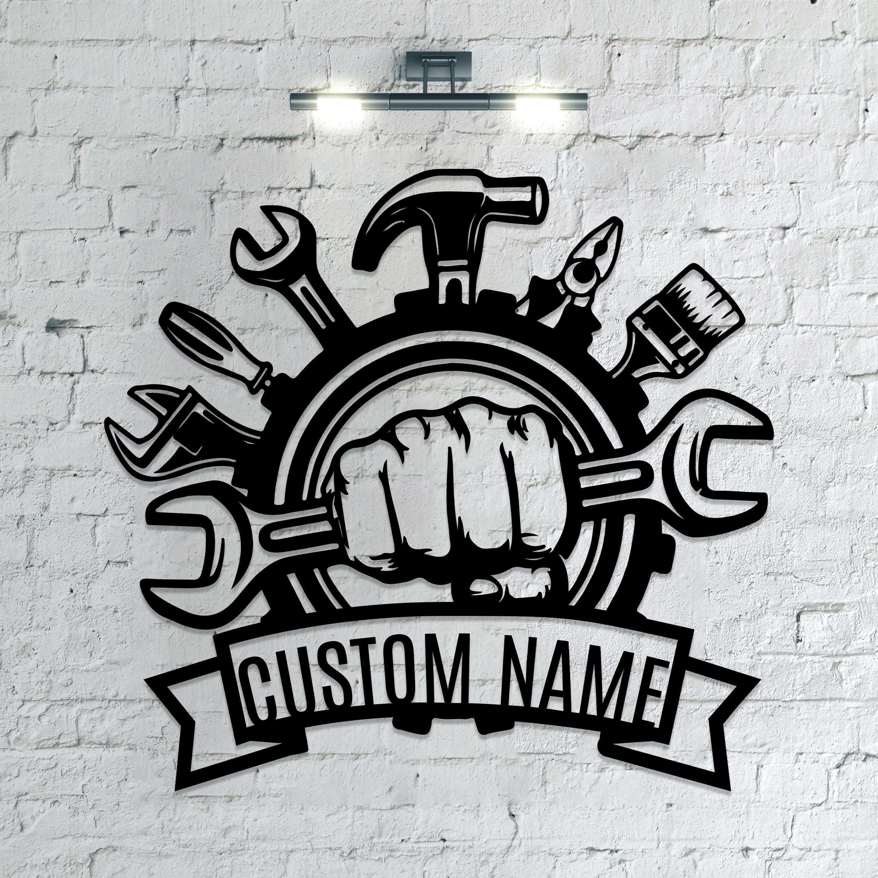 Custom Garage Metal Wall Decor, Repairman Metal Sign, Personalized ...