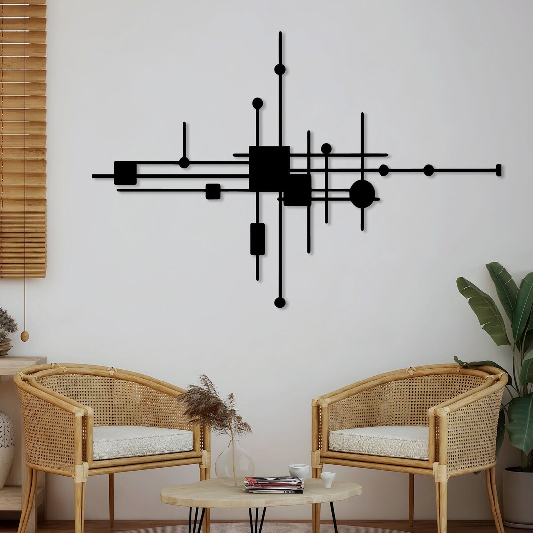 Abstract Metal Wall Art, Unique Design Steel Wall Decor, Geometric Wall ...