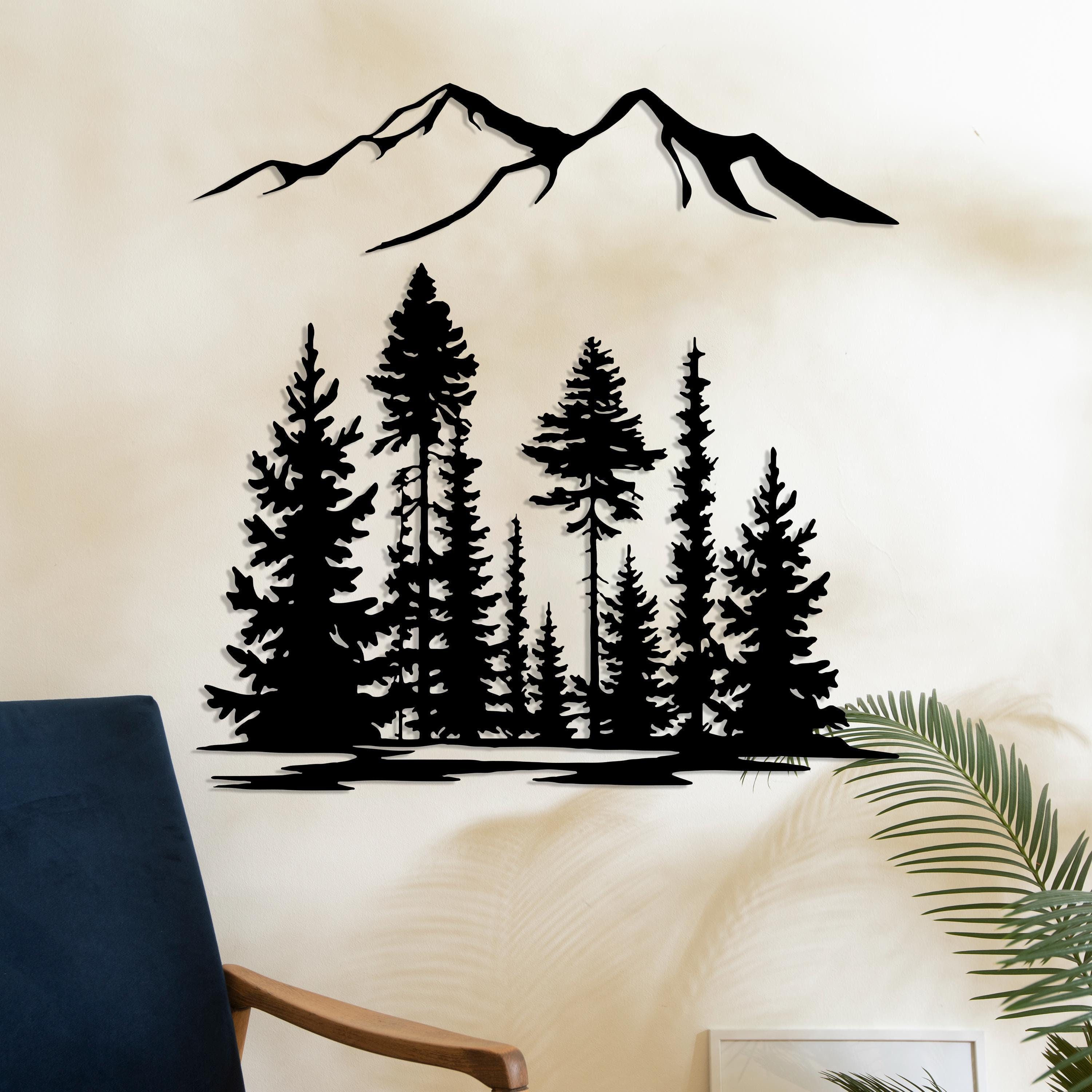 Mountain and Forest Metal Wall Decor, Extra Large Forest Sign, Farm ...