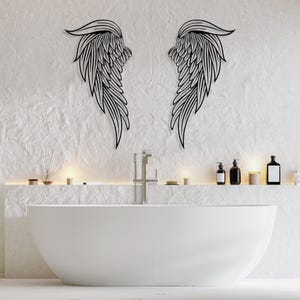 Art mural en métal grandes ailes d'ange, sculpture murale en métal d'ange, décoration de maison, art mural chrétien, décoration murale de chambre à coucher, cadeau de fête des mères