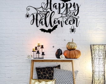 Fröhliches Halloween Metall Wandkunst, Halloween Dekore, Hexe Dekor, Halloween Party Geschenk, Weihnachtsdekoration, gruseliges Kinderzimmer Zeichen, Metall Wandkunst