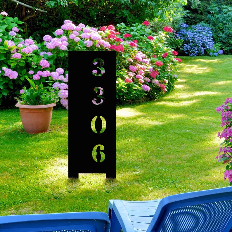 Solar Metal Address Numbers Sign For Yard, Lighted Vertical Modern Numbers Sign With Stakes,Commercial Garden Address Sign,Home Lawn Numbers image 6
