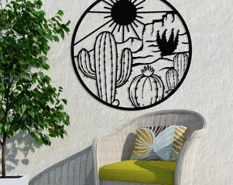 Cactus Metal Wall Art, Southwestern Wallart Gift, Cactus Wall Decor, Texas Outdoor Patio Decor, Weatherproof Decor, Garden Ornament Gift