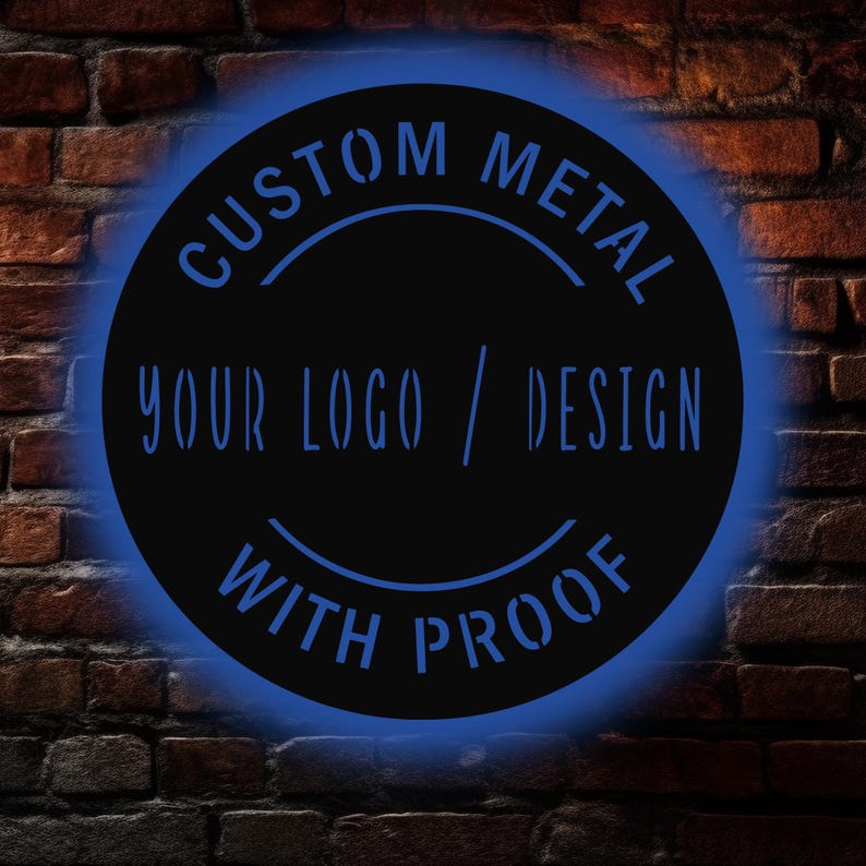 Personalized Your Logo Metal Wall Sign W/ RGB LED Light, Custom Logo ...