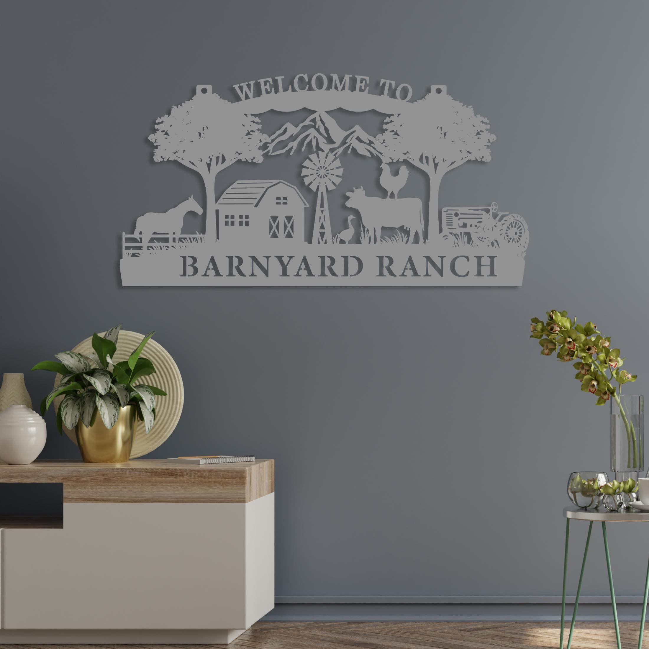 Custom Ranch Welcome Metal Sign, Rustic Animal Farm Sign, Outdoor ...