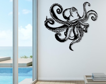 Octopus Metal Wall Art, Octopus Wall Sign, Large Wall Hanging, Restaurant Wall Decor, Fisherman Gift, Sea Lover Art, Outdoor Decor,Boho Gift