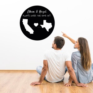 Benutzerdefinierte Valentine Metall Namen Zeichen Geschenk LED-Licht, immer unter dem gleichen Himmel, Fern Liebe Geschenk, Paar Geschenk Nacht LED Schild, Valentinstag Geschenk