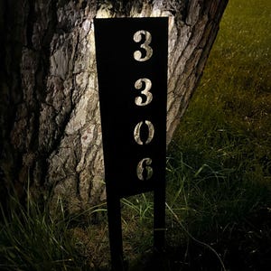 Solar Metal Address Numbers Sign For Yard, Lighted Vertical Modern Numbers Sign With Stakes,Commercial Garden Address Sign,Home Lawn Numbers image 9