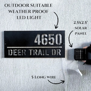 Solar Metal Address Numbers Sign For Yard, Lighted Vertical Modern Numbers Sign With Stakes,Commercial Garden Address Sign,Home Lawn Numbers image 5